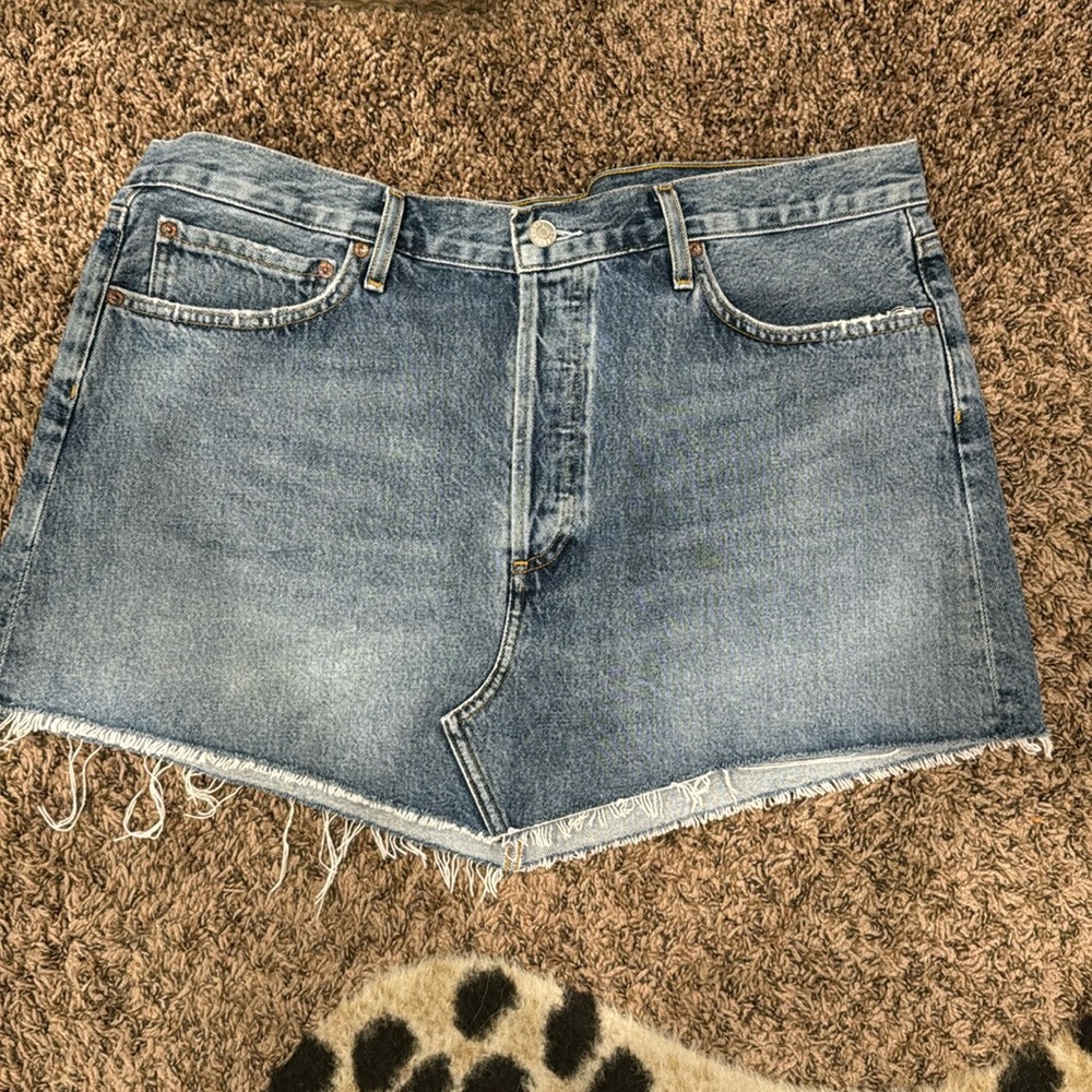 Neverworn! ADOLGE denim angle mini skirt